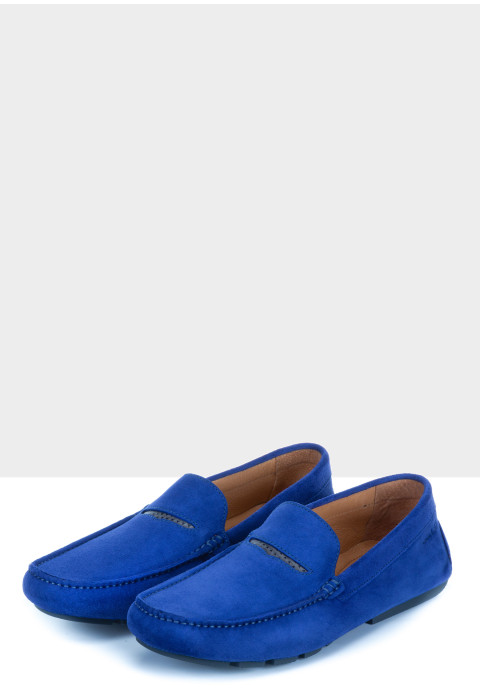 Lichtblauw suède mocassin