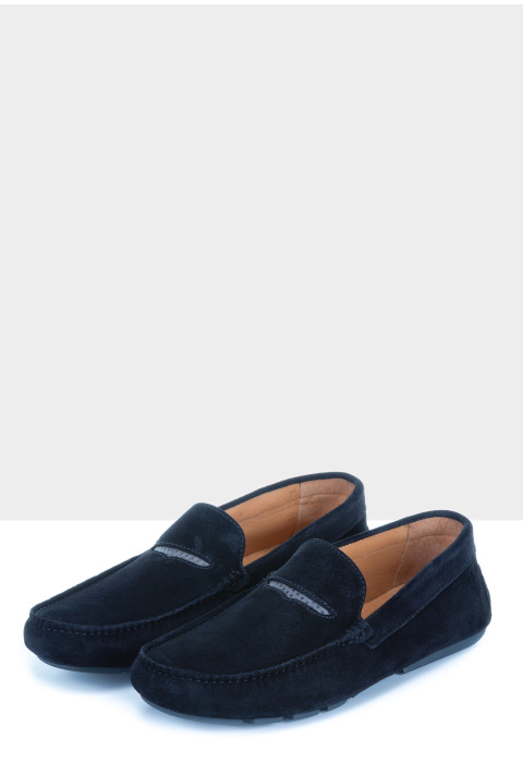 Zwart suède mocassin