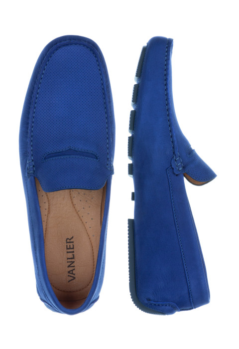 Lichtblauw nubuck mocassin 