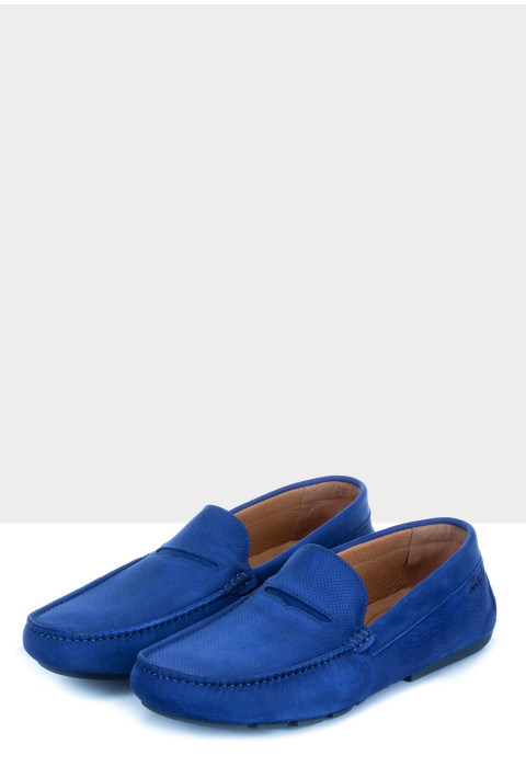 Lichtblauw nubuck mocassin 