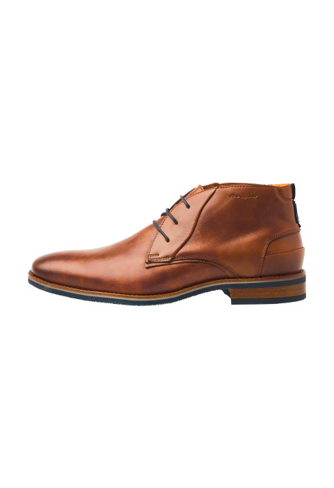 Cognac gladleren Amalfi halfhoge veterschoen