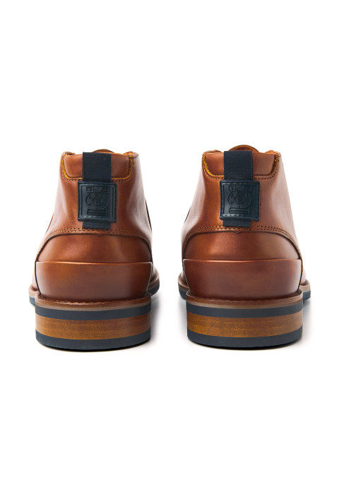 Cognac gladleren Amalfi halfhoge veterschoen