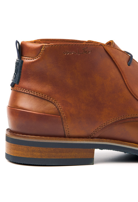 Cognac gladleren Amalfi halfhoge veterschoen