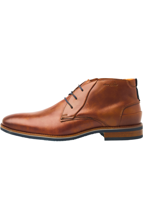Cognac gladleren Amalfi halfhoge veterschoen