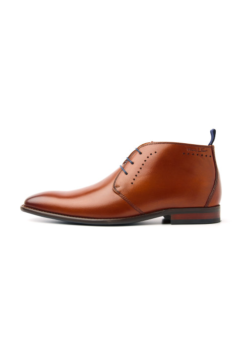 Cognac gladleren Carvalho halfhoge veterschoen