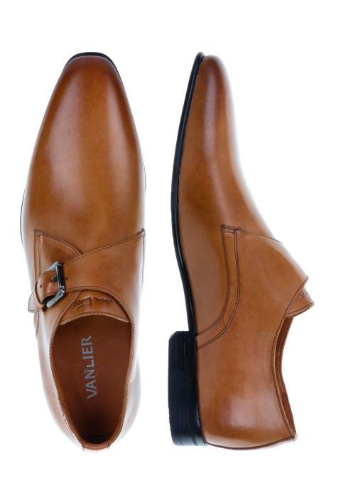 Cognac gladleren Sanremo gespschoen