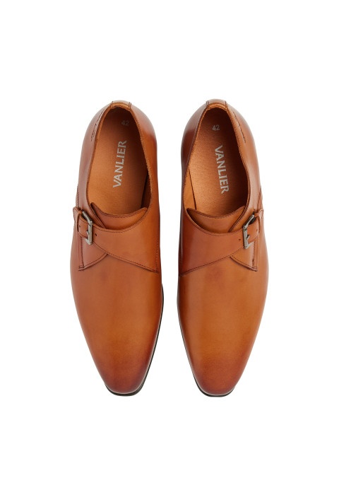 Cognac gladleren Sanremo gespschoen