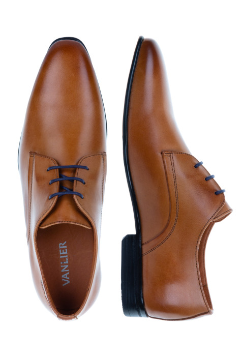 Cognac gladleren Sanremo veterschoen