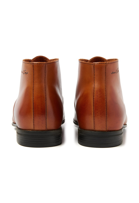 Cognac gladleren Sanremo halfhoge veterschoen