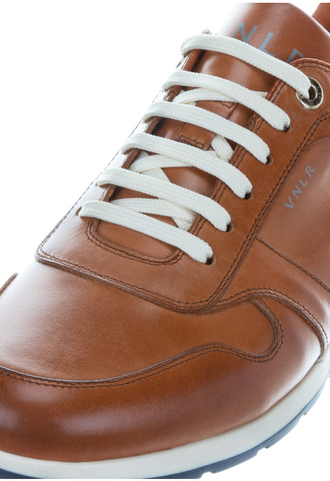 Cognac gladleren Davinci sneaker
