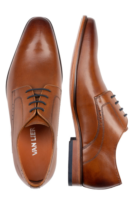 Cognac gladleren Goliad veterschoen