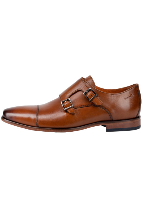 Cognac gladleren Goliad gespschoen