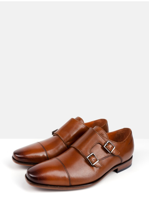 Cognac gladleren Goliad gespschoen