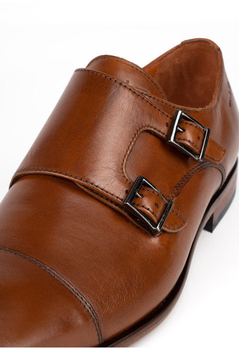 Cognac gladleren Goliad gespschoen