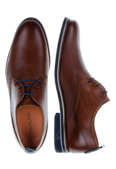  Bruin cognac gladleren Sabinus veterschoen