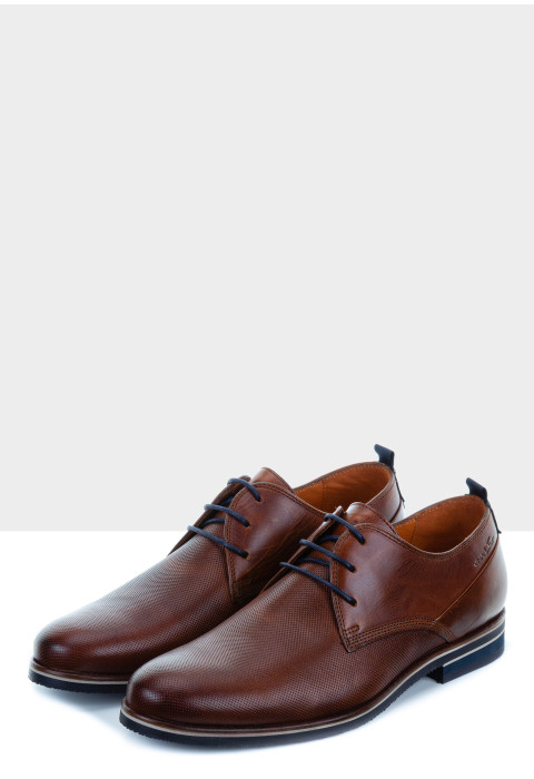  Bruin cognac gladleren Sabinus veterschoen