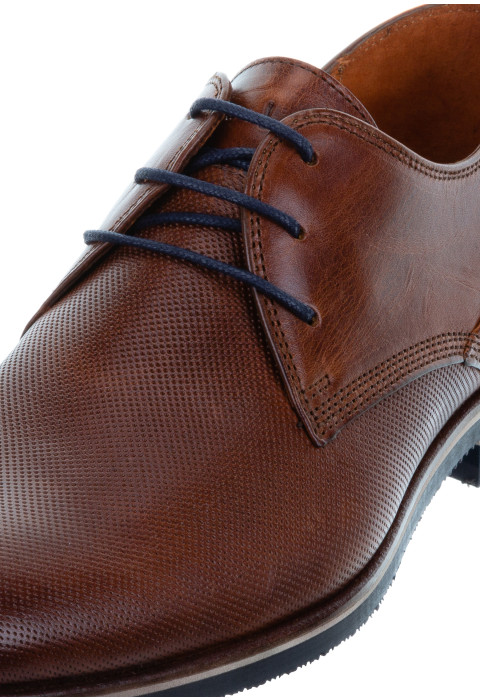  Bruin cognac gladleren Sabinus veterschoen