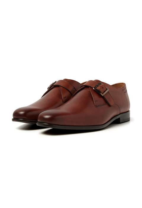 Cognac gladleren Egeus gespschoen