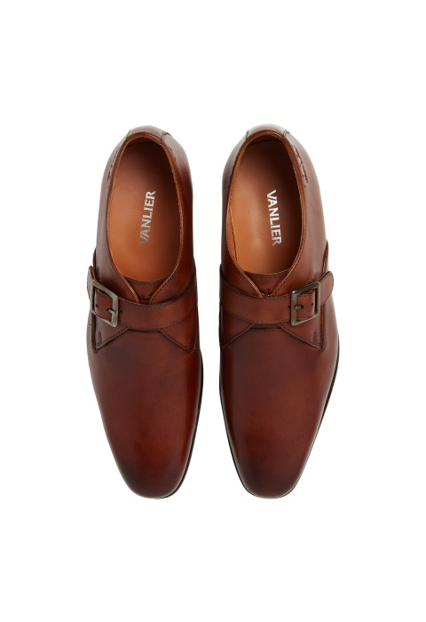 Cognac gladleren Egeus gespschoen