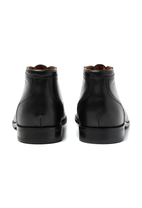 Zwart gladleren Hercules halfhoge veterschoen
