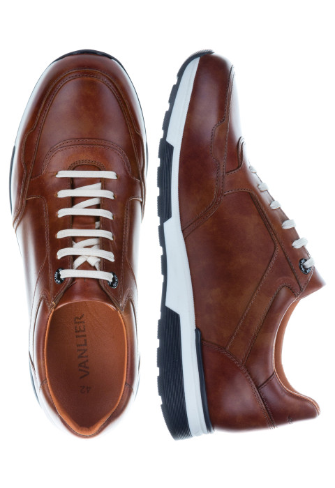 Cognac gladleren Positano sneaker