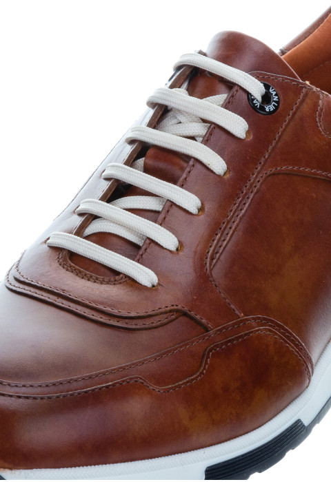 Cognac gladleren Positano sneaker