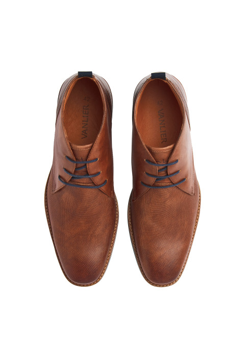 Licht cognac gladleren Amalfi halfhoge veterschoen