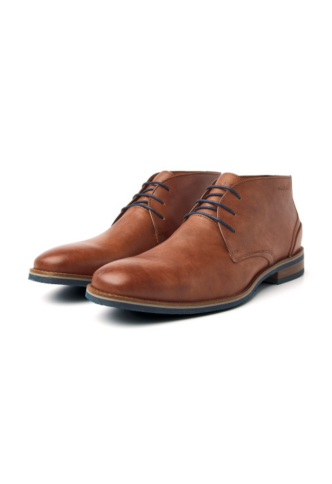 Licht cognac gladleren Amalfi halfhoge veterschoen