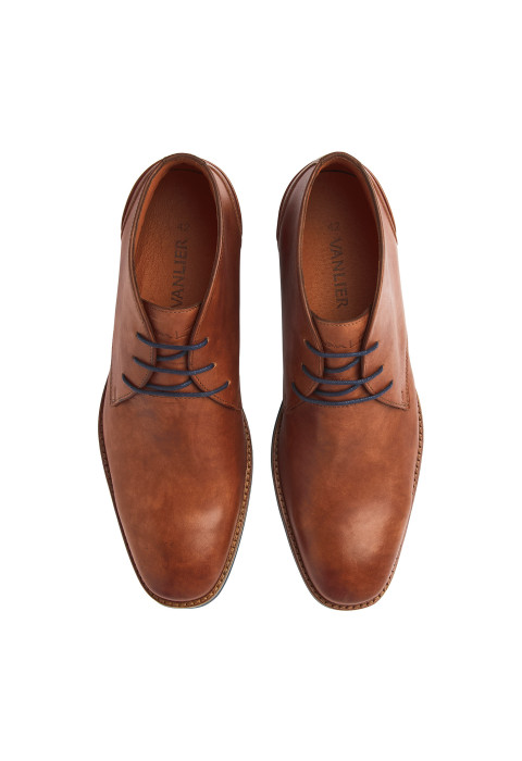 Licht cognac gladleren Amalfi halfhoge veterschoen