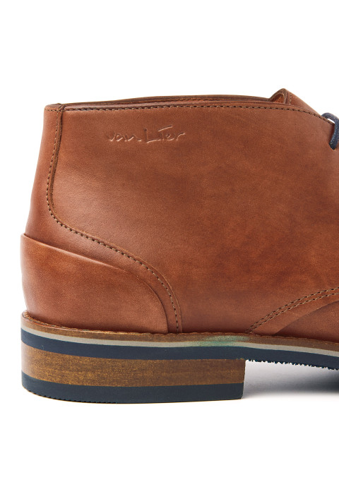 Licht cognac gladleren Amalfi halfhoge veterschoen