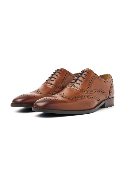 Cognac gladleren Bregenz brogue veterschoen