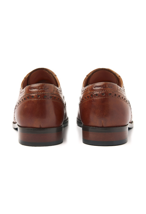 Cognac gladleren Bregenz brogue veterschoen