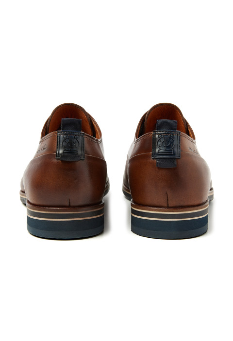 Bruin cognac gladleren Sabinus veterschoen