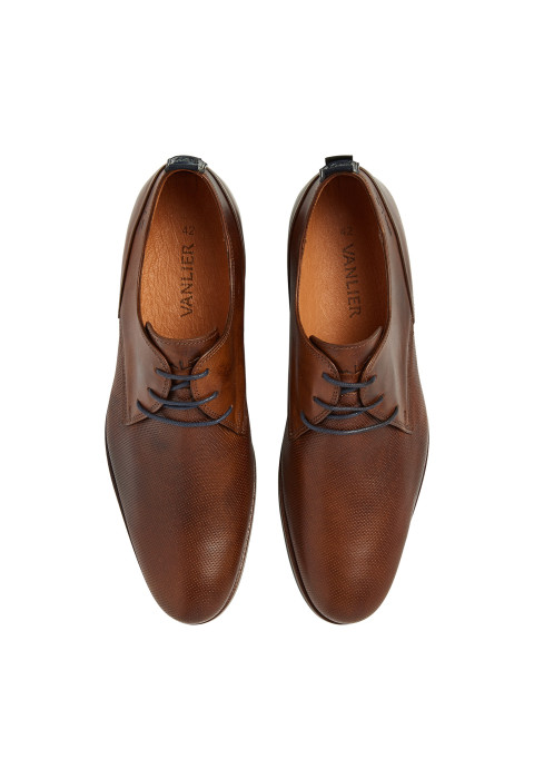 Bruin cognac gladleren Sabinus veterschoen