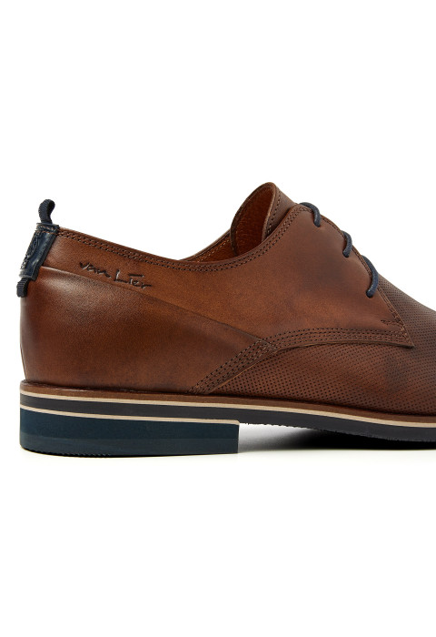 Bruin cognac gladleren Sabinus veterschoen