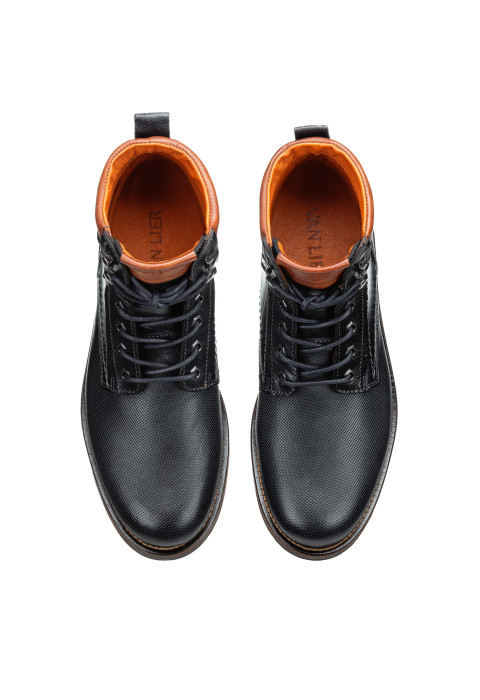 Navy gladleren Fritz boot