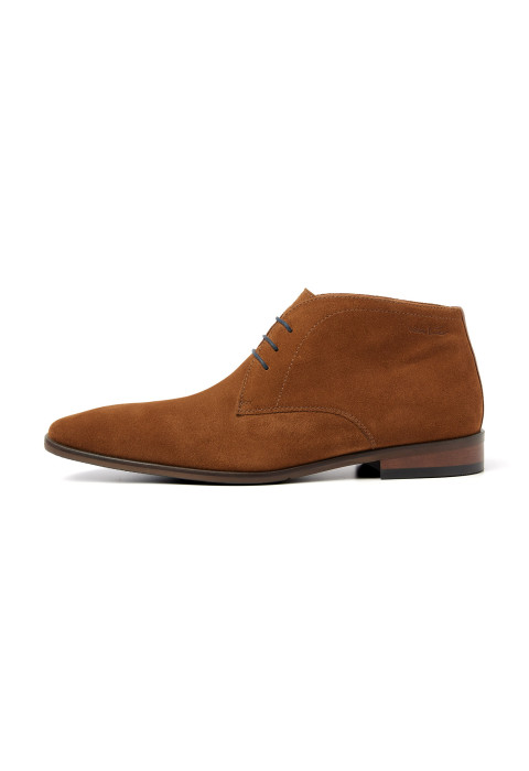 Cognac suède Konstanz halfhoge veterschoen