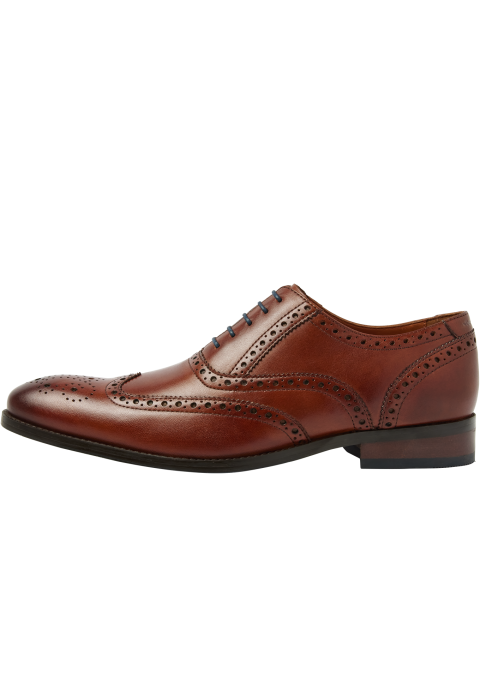 Cognac gladleren Vienna brogue veterschoen