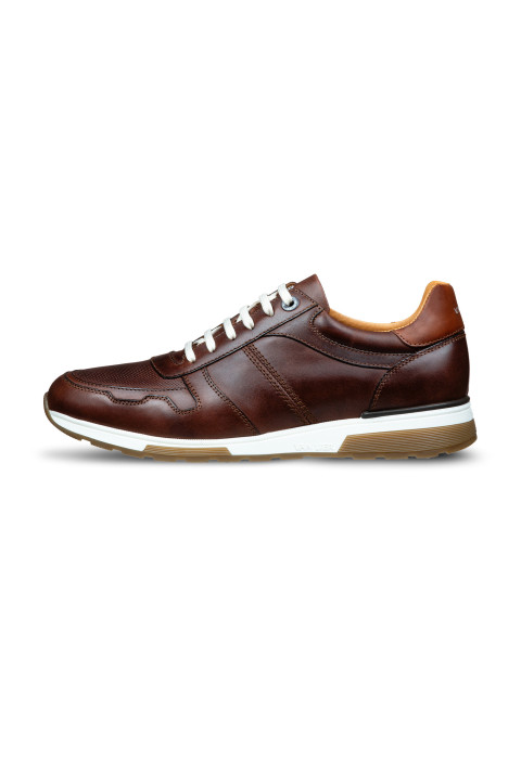 Cognac gladleren Positano sneaker