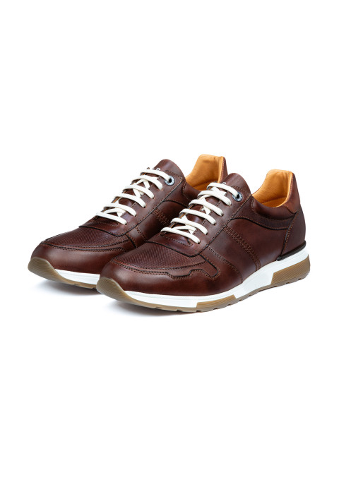 Cognac gladleren Positano sneaker