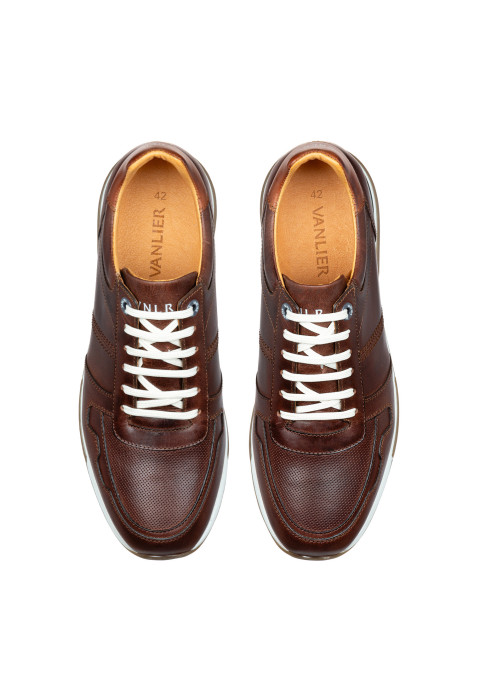 Cognac gladleren Positano sneaker