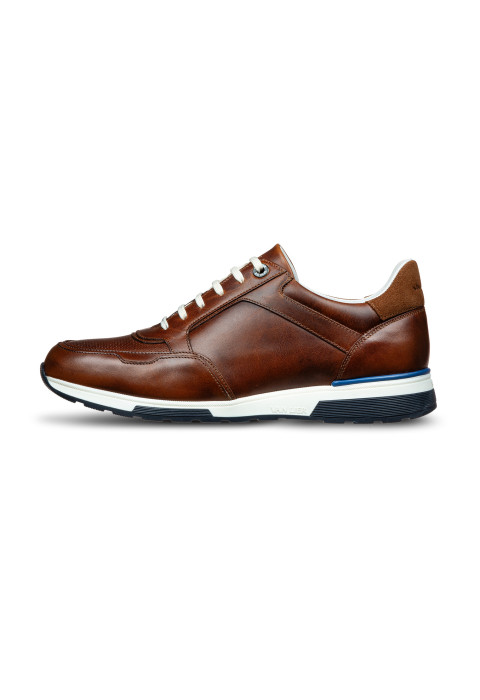 Bruin cognac gladleren Positano sneaker
