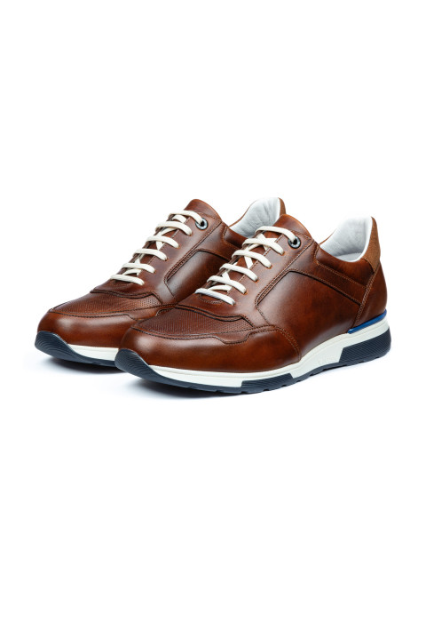 Bruin cognac gladleren Positano sneaker