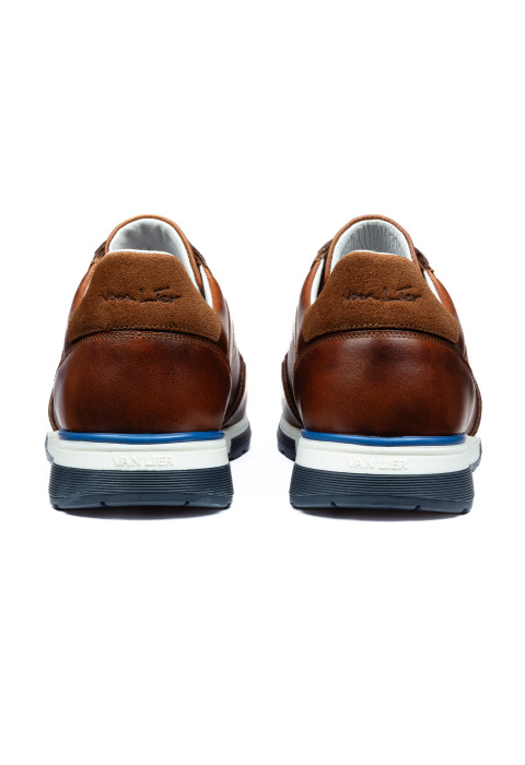 Bruin cognac gladleren Positano sneaker