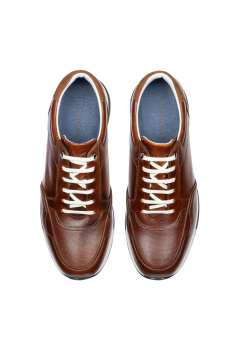 Bruin cognac gladleren Positano sneaker