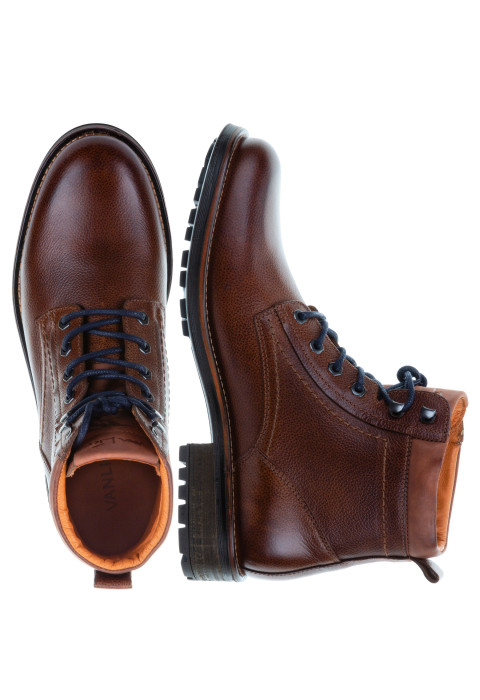 Bruin cognac gladleren Fritz boot