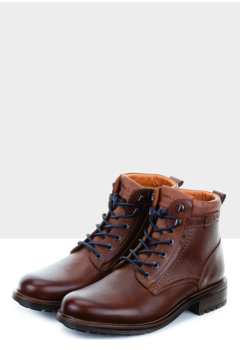 Bruin cognac gladleren Fritz boot