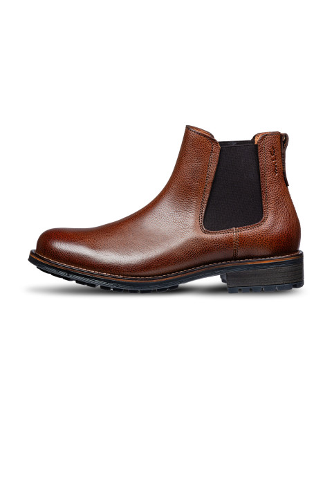 Bruin cognac gladleren Fritz chelsea boot