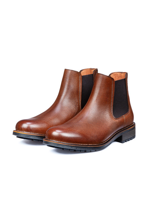 Bruin cognac gladleren Fritz chelsea boot