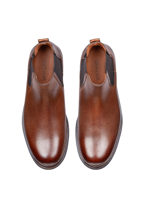 Bruin cognac gladleren Fritz chelsea boot
